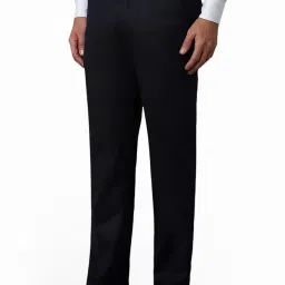 Louis Philippe Navy Slim Fit Trousers image 3