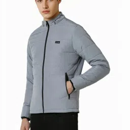 Van Heusen Grey Cotton Regular Fit Quilted Jacket image 3