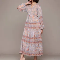 Label Ritu Kumar Blue Printed Maxi Dress image 3