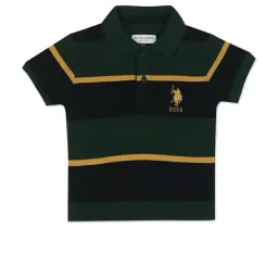 U.S. Polo Assn. Boys Dark Green & Black Striped Polo T-shirt-image-88