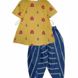 Kiddopanti Kids Yellow & Navy Printed Kurta with Dhoti-image-40