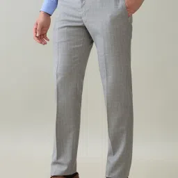 Park Avenue Grey Polyviscose Slim Fit Checked Formal Trosuers image 3