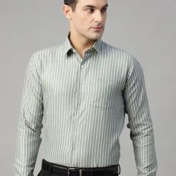 Hancock Green Slim Fit Striped Shirt-picture-31
