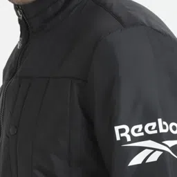 Reebok Black Polyamide Regular Fit Solid Training Light Padded Basic Jacket image 3