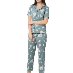 Smarty Pants Green Printed Shirt With Lounge Pants image 3