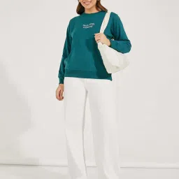 Styli Green Printed Sweatshirt image 3