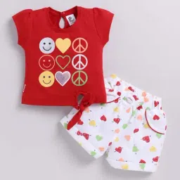 ANNIE Girls Red & White Cotton Printed Top & Short sets-picture-12