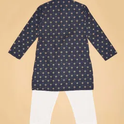 Indus Route by Pantaloons Boys Midnight Navy Printed Full Sleeves Kurta Sets image 3