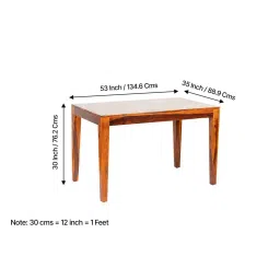 Ikiriya Oakmont Brown Sheesham Wood Contemporary Dining Table in Pine Finish image 3