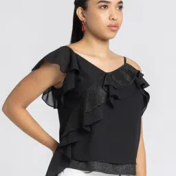 SHAYE Black Textured Top image 3