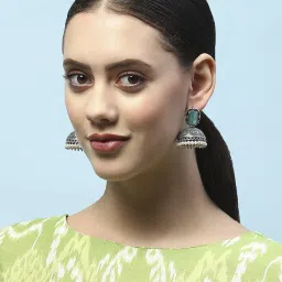 Biba Mint Green Oxidised Casual Jhumka image 3
