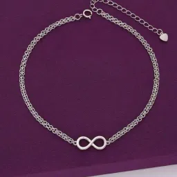 Kai Jewel Sterling Silver Double Strand Single Infinity Anklet for Women-image-60
