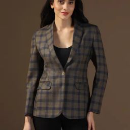 TAHVO Brown Checks Tweed Blazer-picture-2