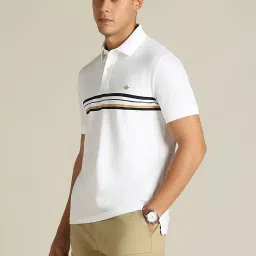 Dockers White Straight Fit Striped Polo T-Shirt image 3