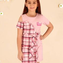 Cutecumber Kids Dusty Pink Checks Dress-picture-45