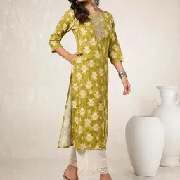 Soch Green Printed Straight Kurta image 3