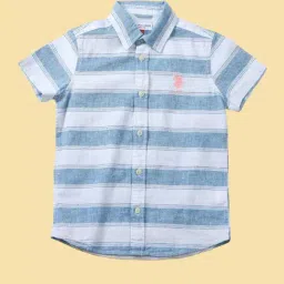 U.S. Polo Assn. Boys Green Horizontal Striped Regular Shirt image 3