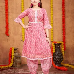 Aarika Kids Pink Printed Kurta with Salwar-image-37
