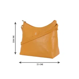 Baggit Yellow Textured Small Hobo Bag image 3