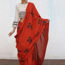 Chidiyaa No Made Acadia Blockprinted Cotton Saree-picture-12