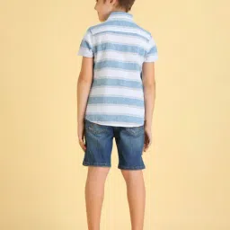 U.S. Polo Assn. Boys Green Horizontal Striped Regular Shirt image 2