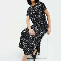 Ginger by Lifestyle Black Printed Night Dress image 3