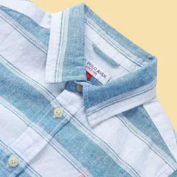 U.S. Polo Assn. Boys Green Horizontal Striped Regular Shirt image 5