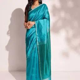 Fabindia Turquoise Woven Pattern Saree-image-21