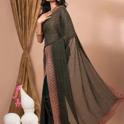 MAHALASA Green Embellished Saree With Unstitched Blouse image 3