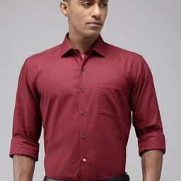 Arrow Self Design Manhattan Slim Fit Opaque Pure Cotton Formal Shirt-image-31