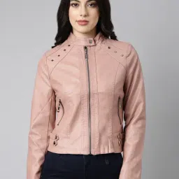 showoffff SHOWOFF Peach Regular Fit Biker Jacket-picture-26