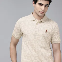U.S. Polo Assn. Floral Printed Polo Collar Pure Cotton Slim Fit T-shirt image 1