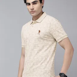 U.S. Polo Assn. Floral Printed Polo Collar Pure Cotton Slim Fit T-shirt image 2