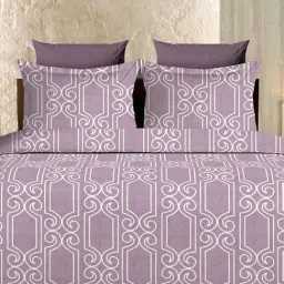 Ariana Verona Lavender Cotton Geometric Cotton Bed Sheet-picture-32