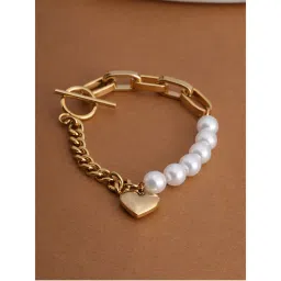 Palmonas Pearl And Chain Link Heart Bracelet For Women's-picture-11