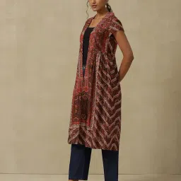 aarke Ritu Kumar Rust Printed Long Shrug image 3