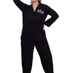 LASTINCH Black Printed Shirt With Pyjamas-image-17