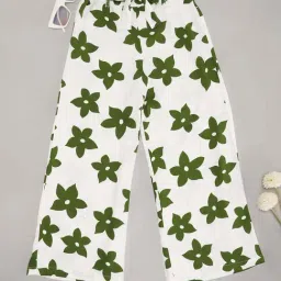 Pantaloons Junior Girls Bright White & Green Floral Trousers & Pants-image-11