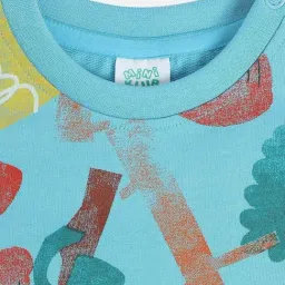 MINIKLUB Boys Light Blue Cotton Printed Full Sleeves Sweat Shirt image 3