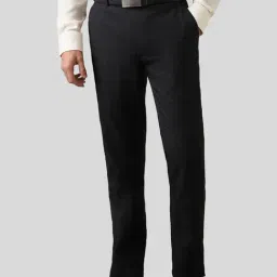 Raymond Black Slim Fit Checks Trousers-picture-25