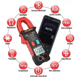 amiciSense Digital Bluetooth Clamp Meter 600 V DC/AC Voltage Test TRMS Multimeter with 6000 Counts NCV Resistance Capacitance Frequency Test image 3