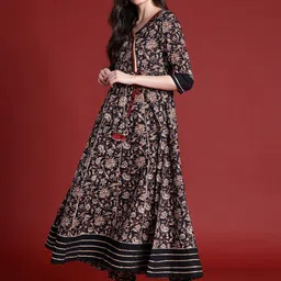 Anouk Floral Print Angrakha Gotta Patti Kurta with Trousers & Dupatta image 5