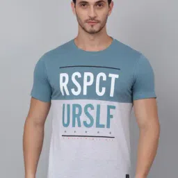 Cantabil Teal Regular Fit Colour Block T-Shirt-picture-19