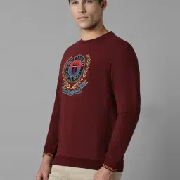Louis Philippe Maroon Cotton Regular Fit Embroidered Sweatshirt image 3
