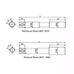Totem 9x1.25 mm Ground Thread Metric Coarse Pitch Series Hand Tap - FAA0202051 (Pack of 3) image 2
