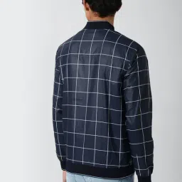 Peter England Navy Regular Fit Chequered Jacket image 2