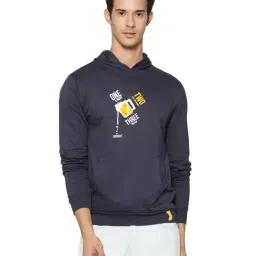 Campus Sutra Dark Blue Printed Full Sleeves Hooded Sweatshirt-image-70