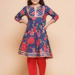 Bitiya by Bhama Girls Floral Printed Empire Gotta Patti Pure Cotton Kurta with Palazzos-picture-39