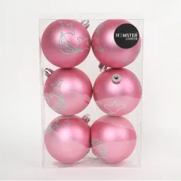 Hamster London Holy 8Cm Pink Christmas Ball (Pack of 6) image 1