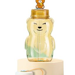FunBlast Teddy Shaped Water Bottle with Straw Brown - 430 ml-picture-28